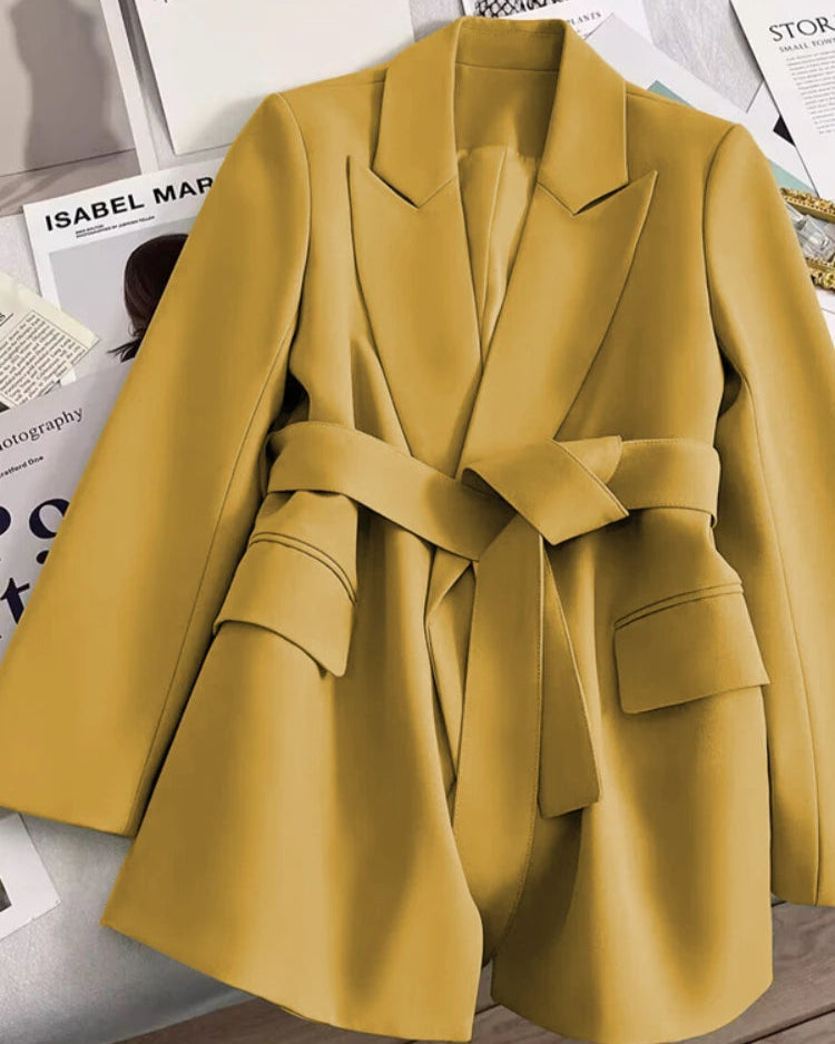 Blazer Nicole jaune citron, éclatant et élegant pour femme.