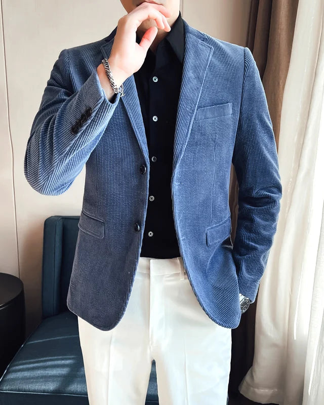 Blazer Roméo homme, bleu, élégant à boutonnage double et simple, coupe soignée.