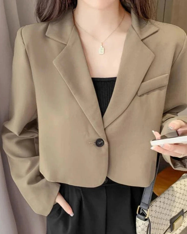 Blazer Sidonie kaki, style Old Money élégant pour femme.