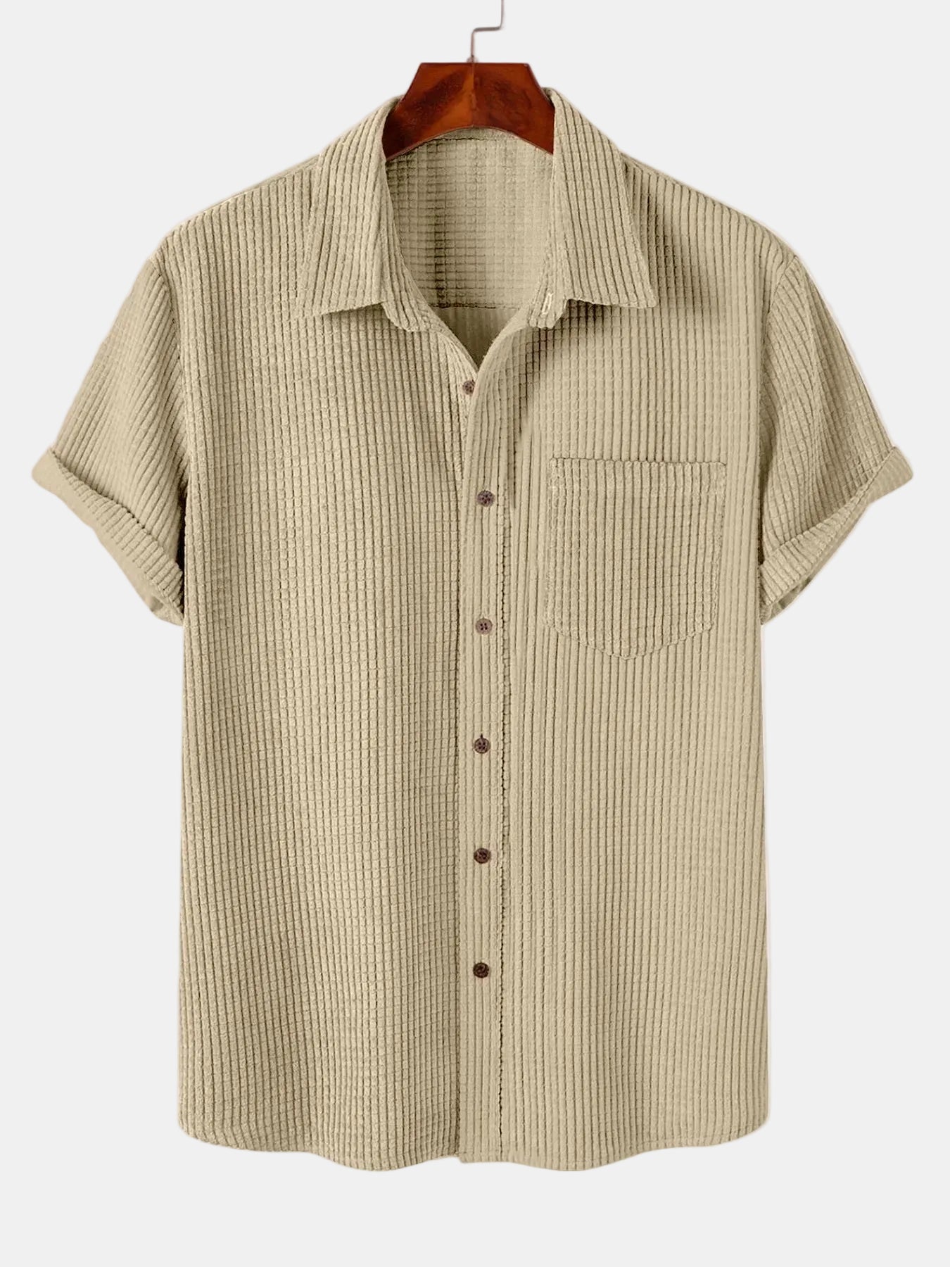 Chemise Léopold homme, coloris kaki, manches courtes, style Old Money.