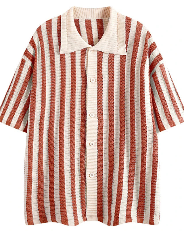 Chemise rouge manches courtes pour homme, style Old Money.