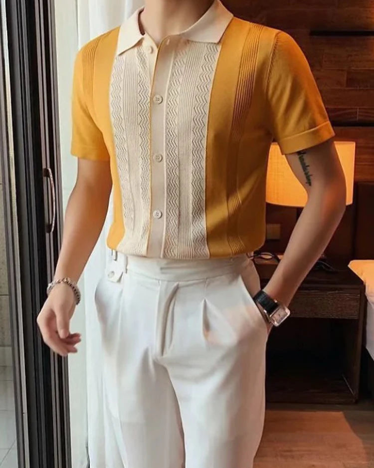 Chemise Mathis homme, jaune, matière respirante, parfait pour un look casual-chic.