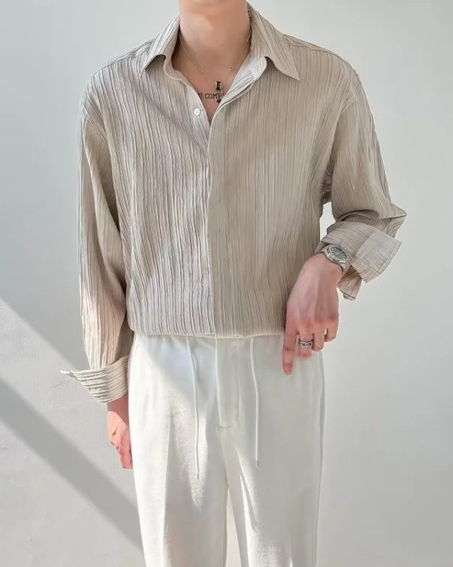 Chemise Raoul abricot homme, col rabattu et style décontracté.