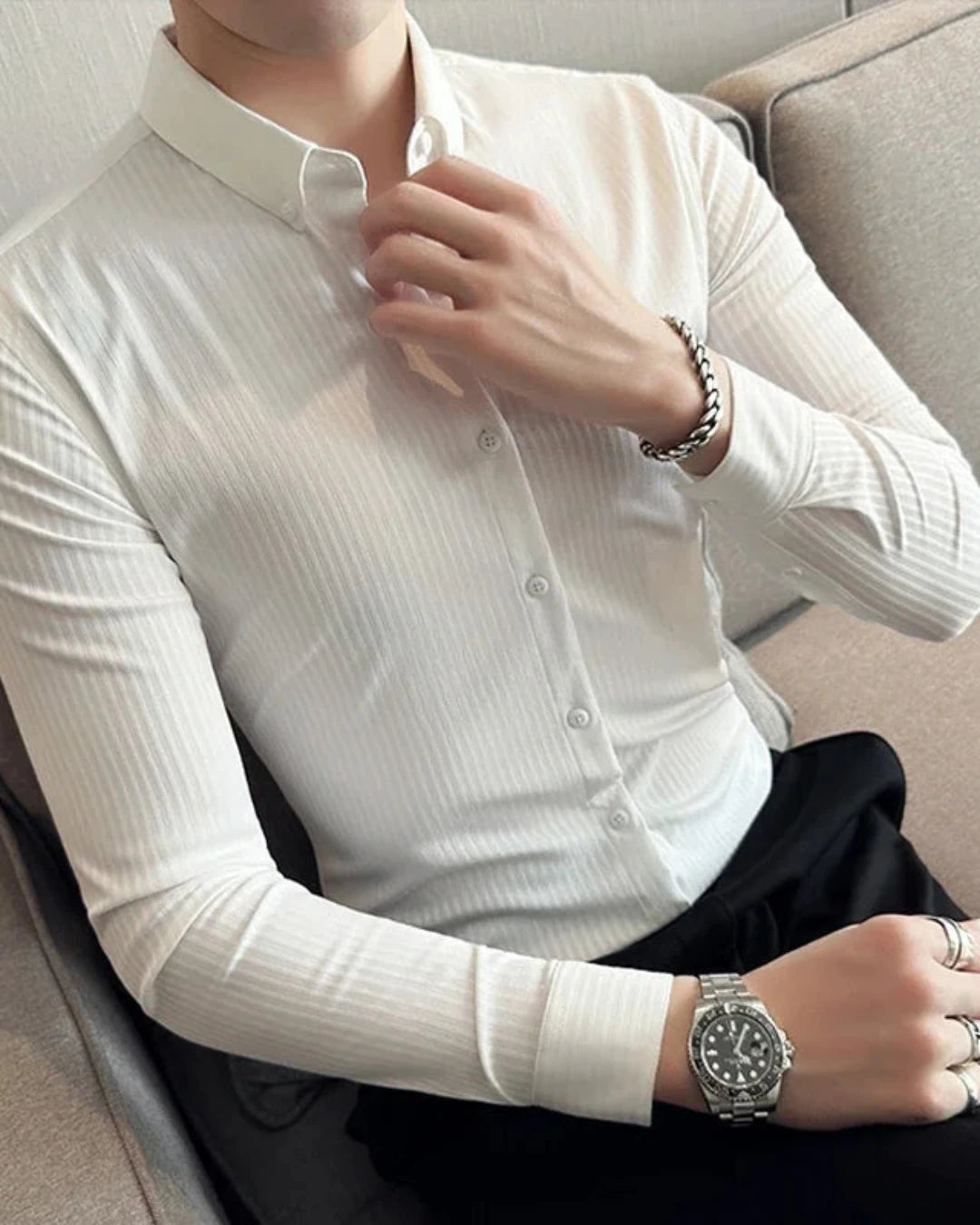 Chemise Yanis homme, blanc, chemise de costume raffinée, élégance intemporelle Old Money.