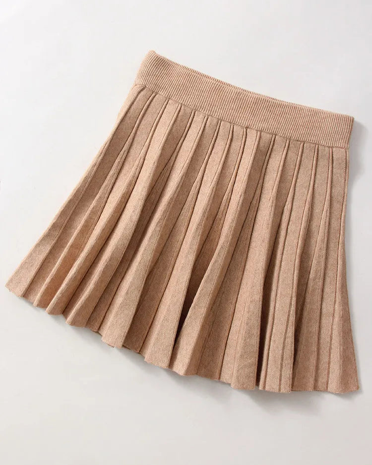 Jupe Camille kaki tricotée, taille unique et confortable pour femme.