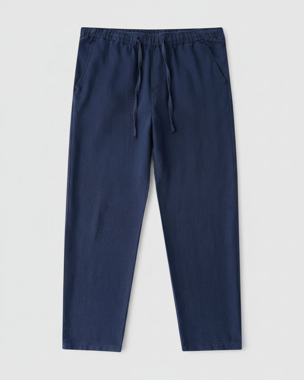 Pantalon bleu marine en lin et coton, pour homme Old Money.