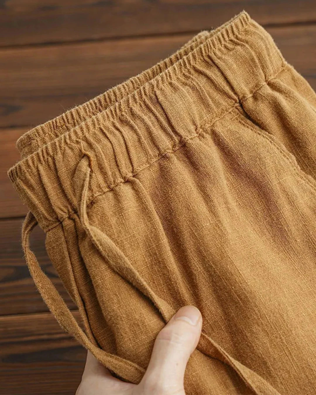 Pantalon Clément homme, café, lin et coton, coupe droite style Old Money.