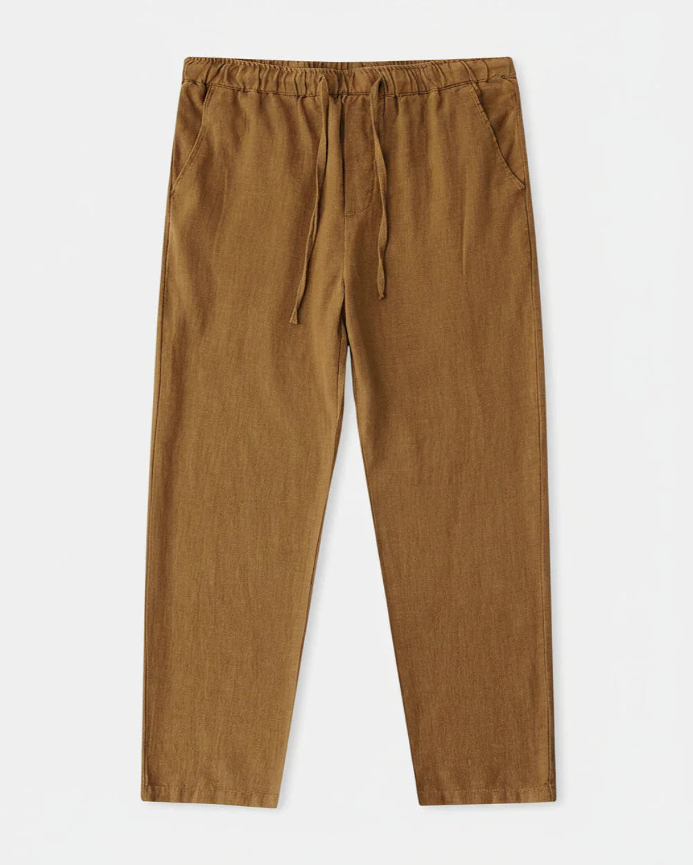 Pantalon Old Money homme café, taille élastique et coupe fluide.