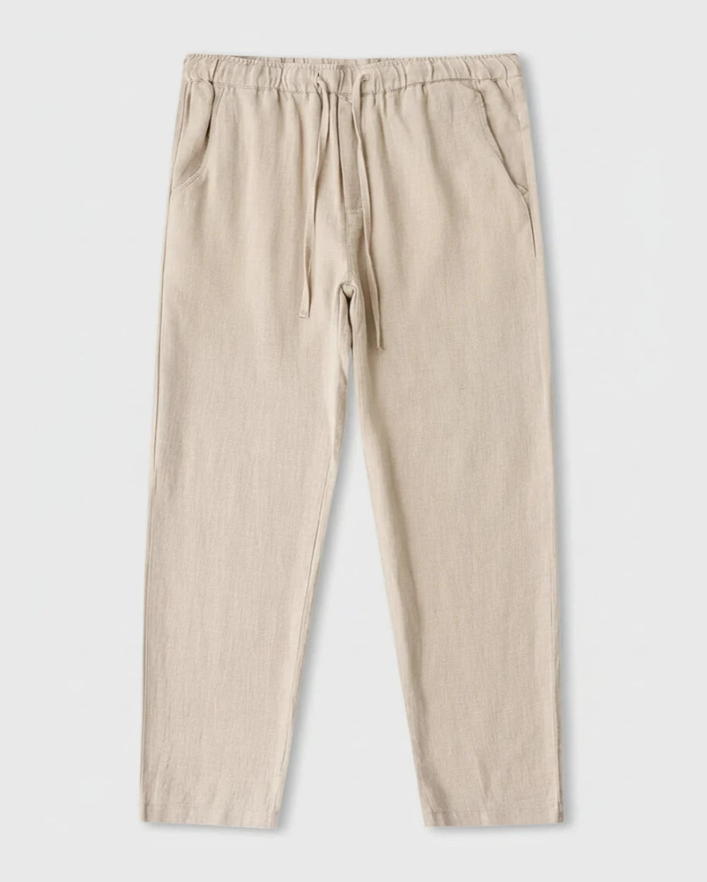Pantalon droit homme kaki, tissu lin coton, inspiration Old Money.