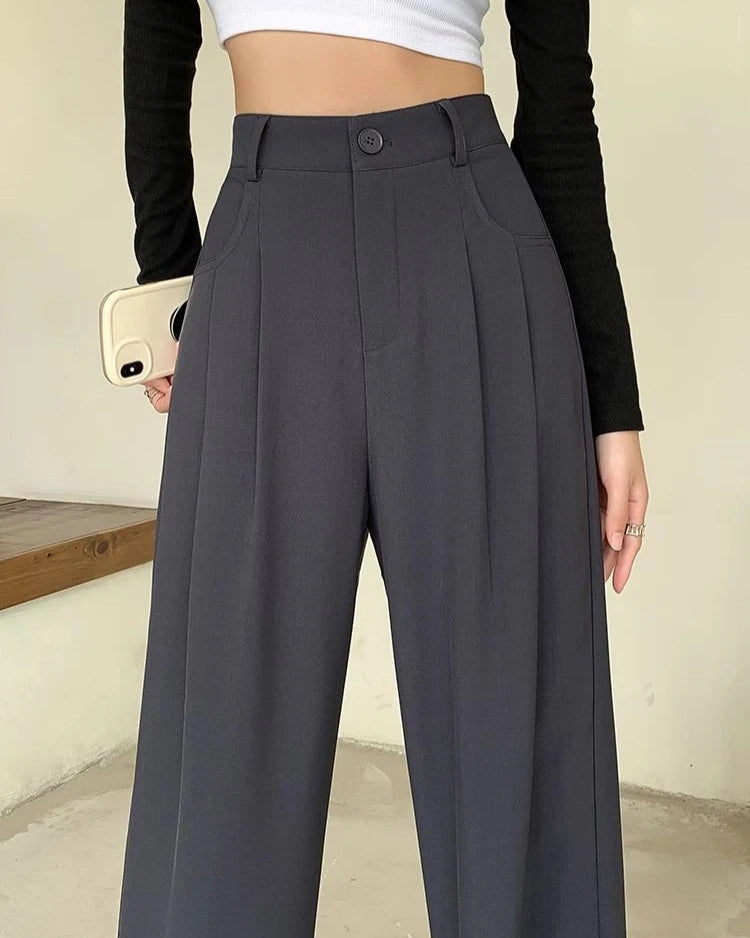Pantalon Garance femme, couleur gris, design élégant, non extensible.
