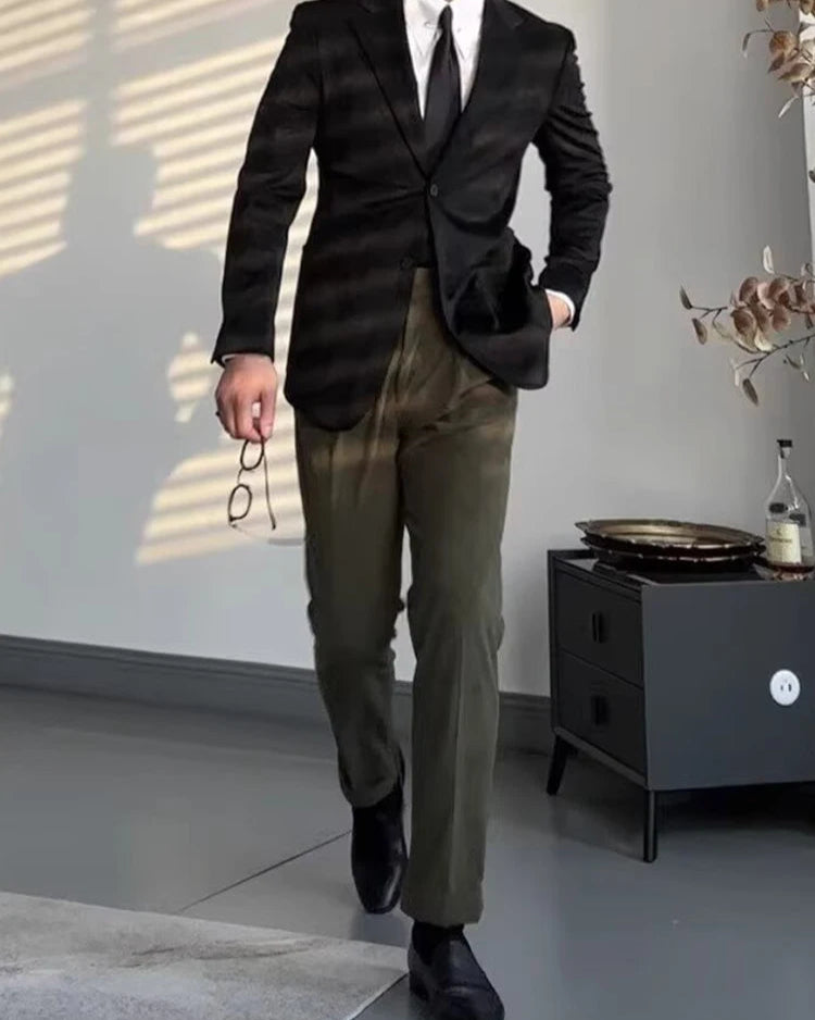 Pantalon Robin homme vert, polyester coton avec finition soignée.