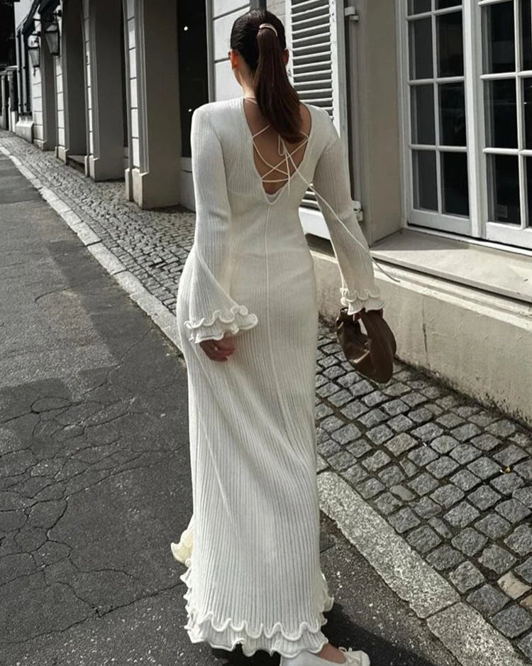 Robe Armance blanche femme, élégance Old Money avec coupe régulière.