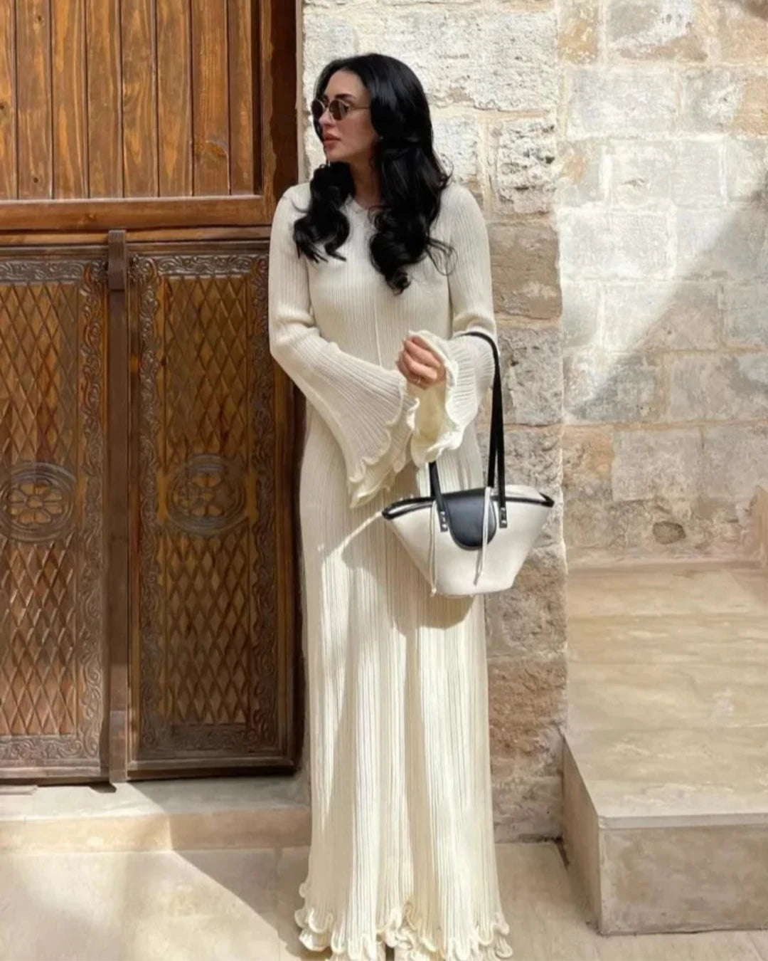 Robe Armance blanche femme, élégance Old Money avec coupe régulière.
