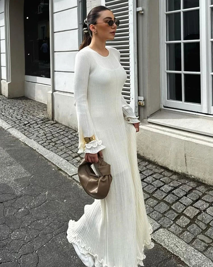 Robe Armance blanche femme, élégance Old Money avec coupe régulière.