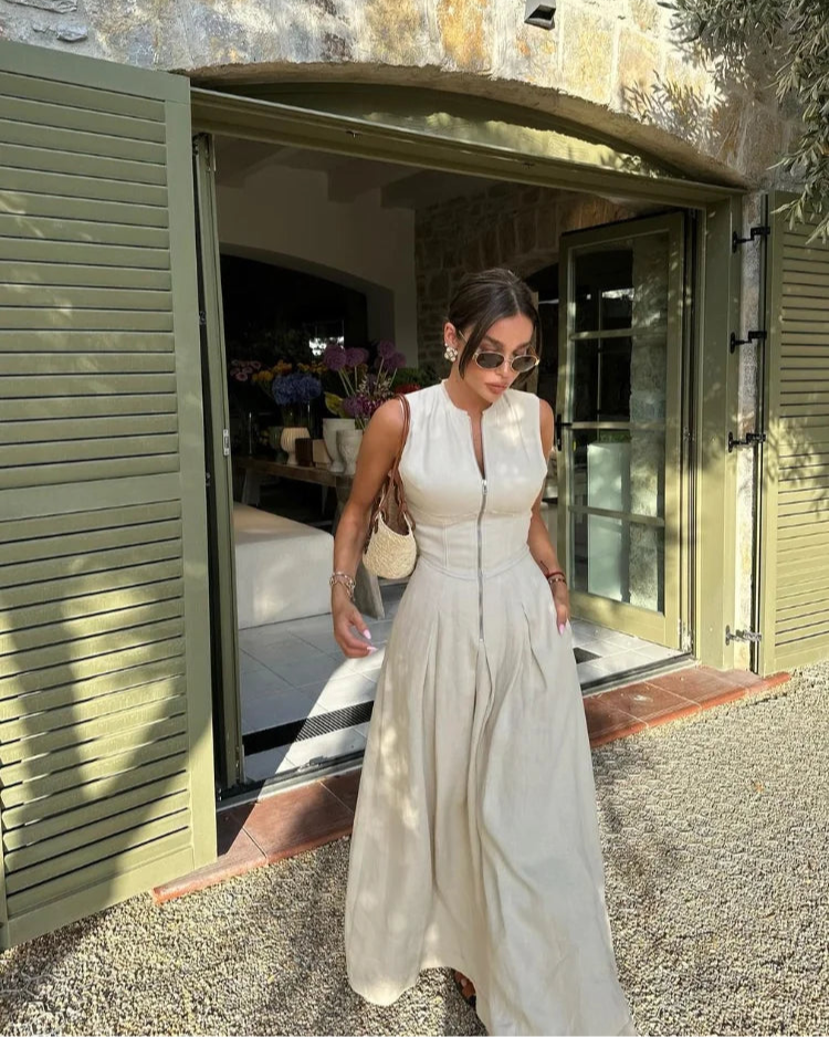 Robe Sidonie blanc riz femme, look élégant et sophistiqué.