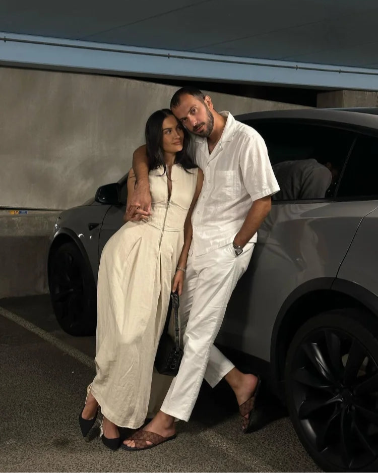 Robe Sidonie blanc riz femme, robe longue sans manches à col en V.