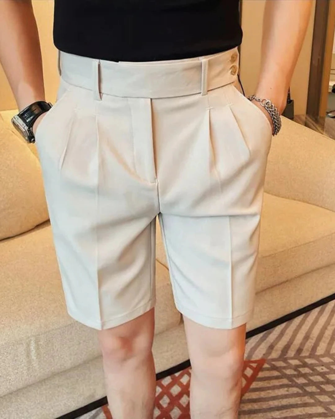 Short Blaise homme, abricot, élégant, luxe discret et distinction.