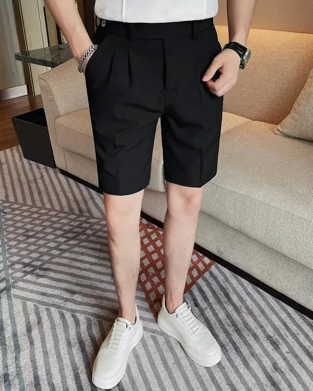 Short Blaise homme, noir, style habillé, braguette à boutons, luxe discret.