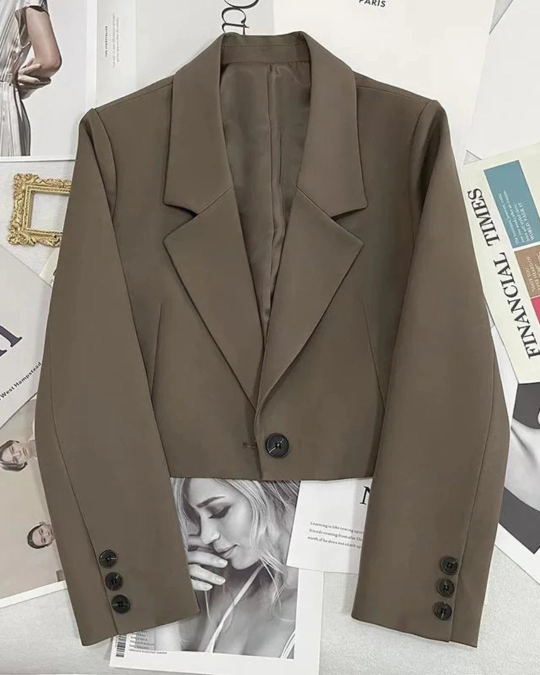 Blazer Sidonie café femme, blazer moderne et structuré.