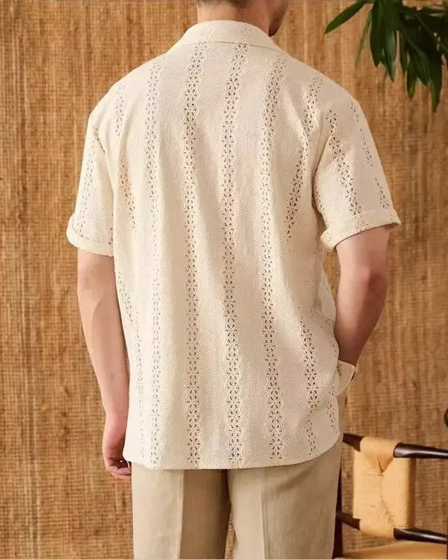 Chemise Basile blanc cassé homme, manches courtes, de dos