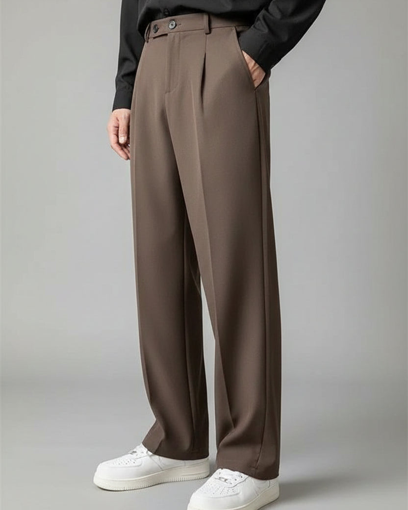 Pantalon Paul marron pour homme, fabriqué en fibre de coton, parfait pour un look raffiné Old Money.