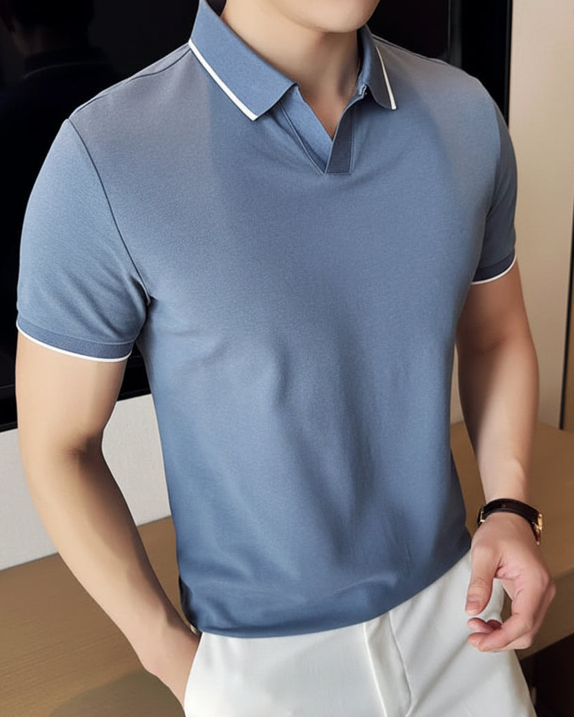 Polo Anas homme, bleu, raffinement et élégance à l’italienne.