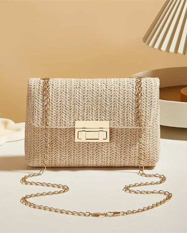 Sac Manon kaki femme, sac à bandoulière tissé avec style chic et intemporel.