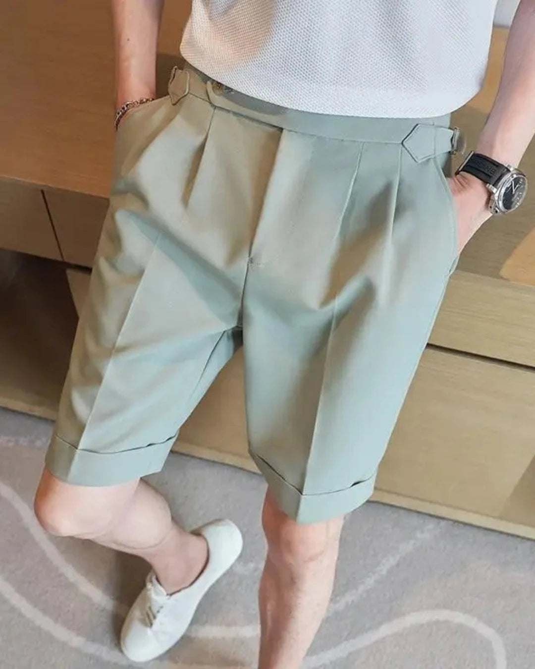 Short Claude homme, vert, 100% coton, style sophistiqué et moderne.